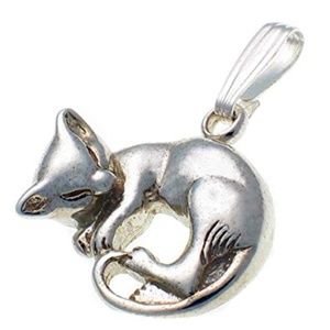 Welded Bliss Sleeping Cat Silver Pendant